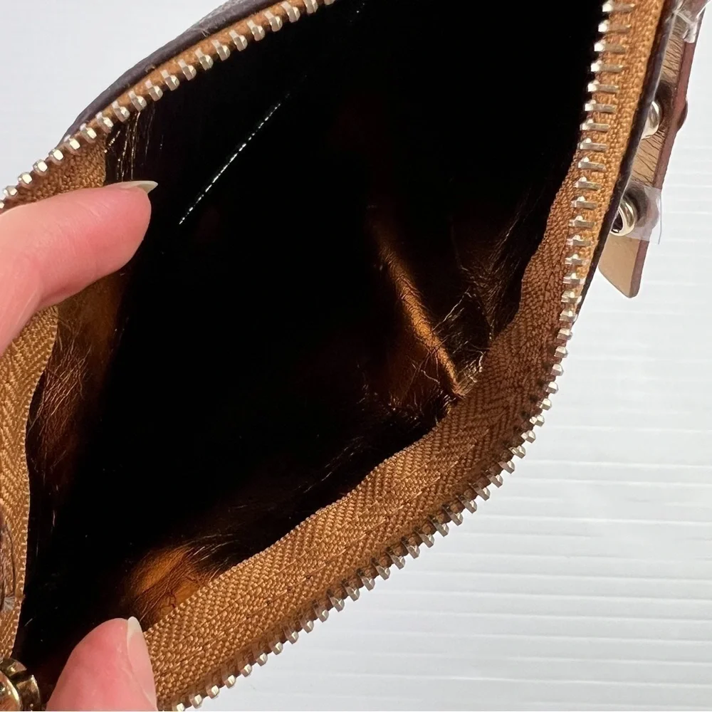 Michael Kors Small Chain Strap Wristlet Bags Brown MK Logo Damage